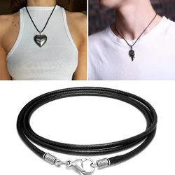 1 Pc 40-80cm Black Leather Braided Necklace Cord with Lobster Clasp Women Men Bracelet String Rope DIY Jewelry Making Accessory