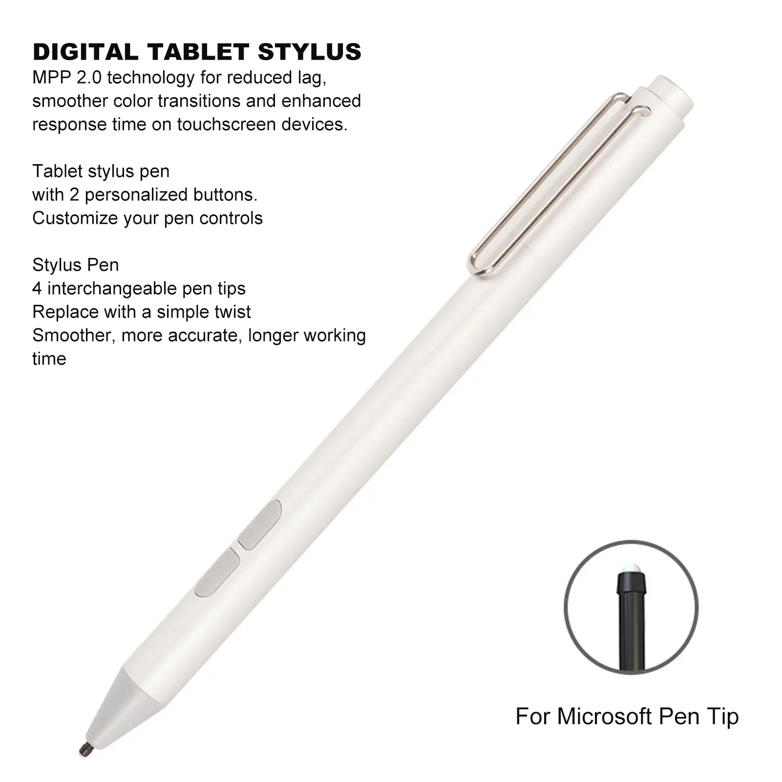 

Pen Aluminum Alloy Lightweight 4096 Levels Tilt Pressure Sensitivity MPP2.0 Digital for 15 Bp0xx for Pro 3 Pro 4
