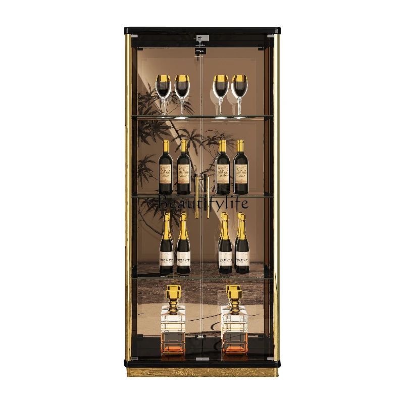 Light luxury wine cabinet Modern simple living room Home glass door display cabinet