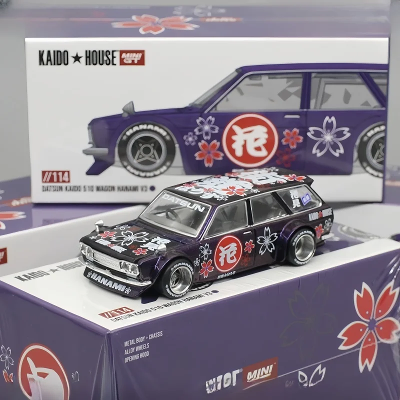 1:64 # 114 KAIDO HOUSE Coche deportivo 510 Street Car Edition Aleación púrpura Finale Modelo de coche de simulación en miniatura, juguete personalizado