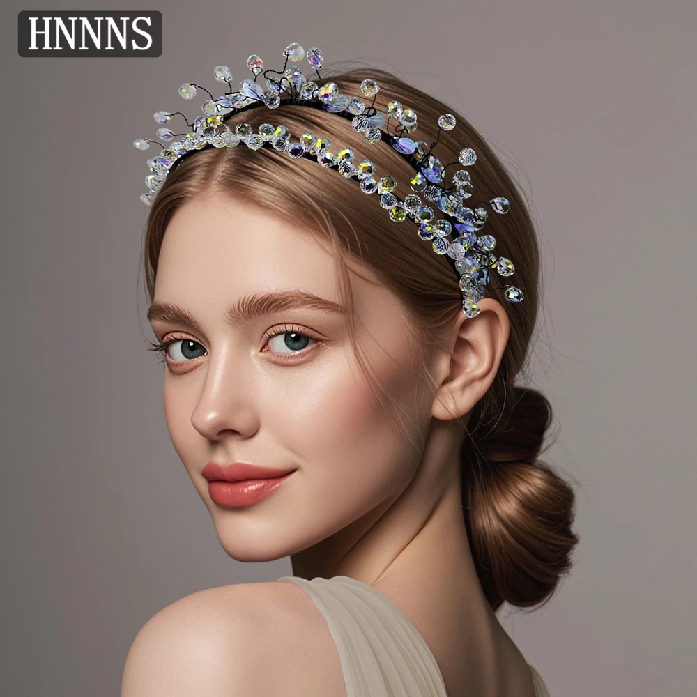 

TOPQUEEN Simple Bridal Wedding Rhinestone Headband Handmade Bead Weaving Elegant Ladies Banquet Dance Hair Accessories YXA119