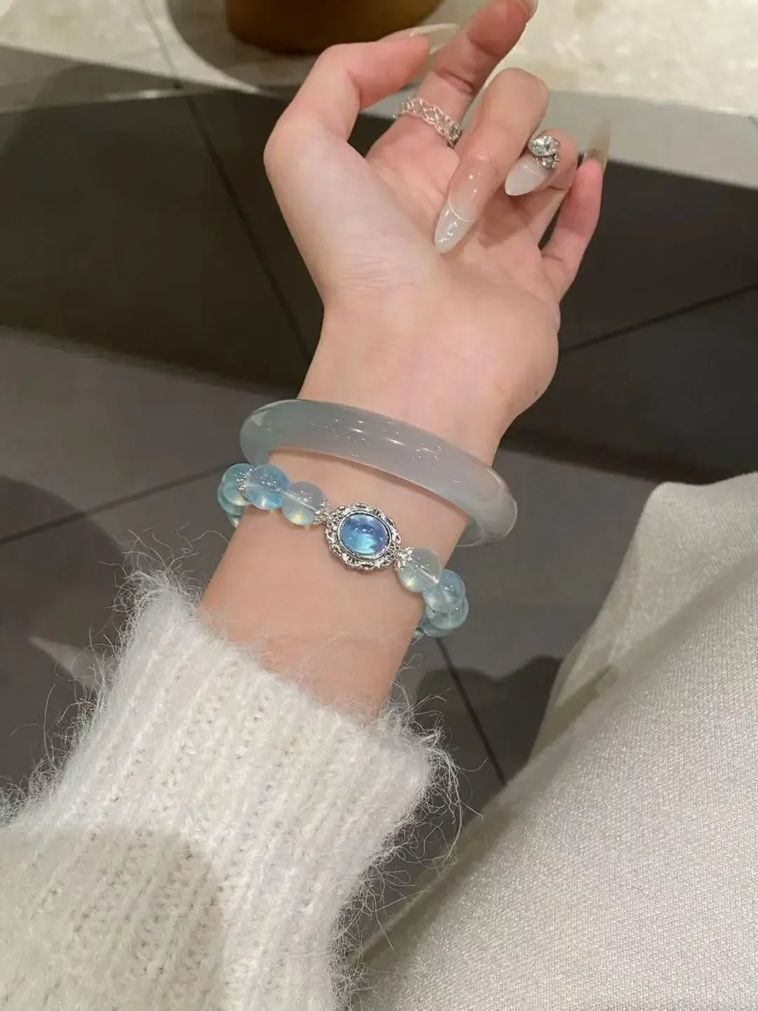 

Bingbing Blue Natural Opal Bracelet Women's Light Luxury Versatile Temperament