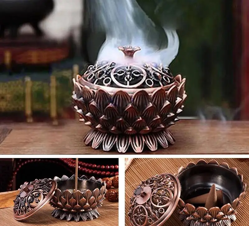 Lotusblume Weihrauch brenner Buddhismus Buddha Halter Messing Mini Räucher gefäß Weihrauch Metall