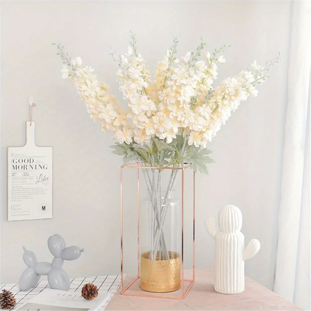 6 Pcs Delphinium Artificial Flowers for Tall Vase Larkspur 33.5in Long Stem Faux Silk Flowers for Home Wedding Party Table Decor