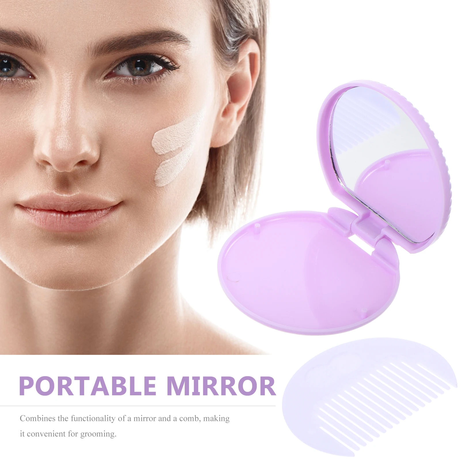 مجموعة مشط مرآة مدمجة في مرآة مكياج محمولة بتصميم كوكي الشوكولاتة الممتعة للسفر والحفلات وخفيفة الوزن ولطيفة #6