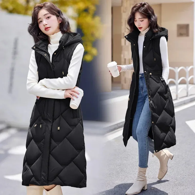 

Осень-зима женский жилет без рукавов теплая куртка-пуховик ультра легкий средней длины пуховый хлопковый жилет женская верхняя одежда повседневная ZT543