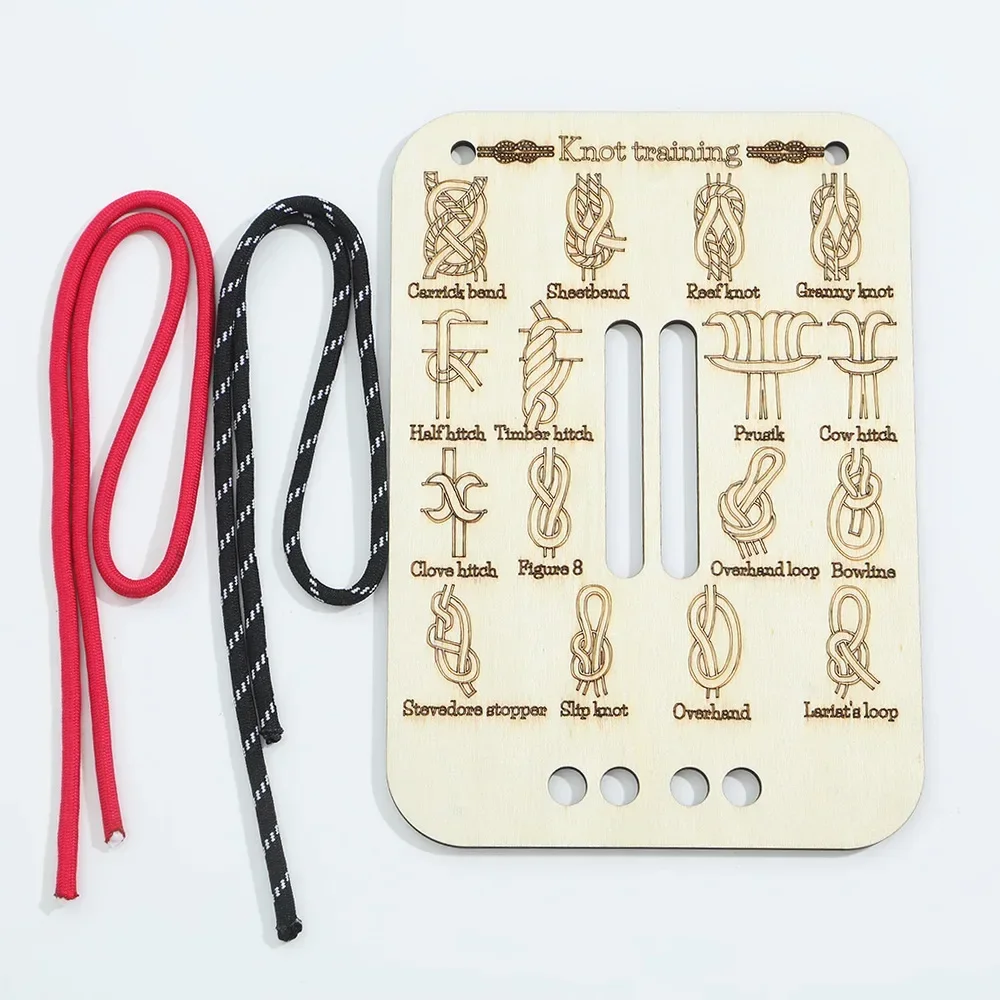 1 Set Trainingsbrett mit Seil, Knotenbindungs-Set, Lernset zum Binden von Knoten, Knotenbindungs-Übungsbrett-Set für Erwachsene, für den Außenbereich – Detail 4