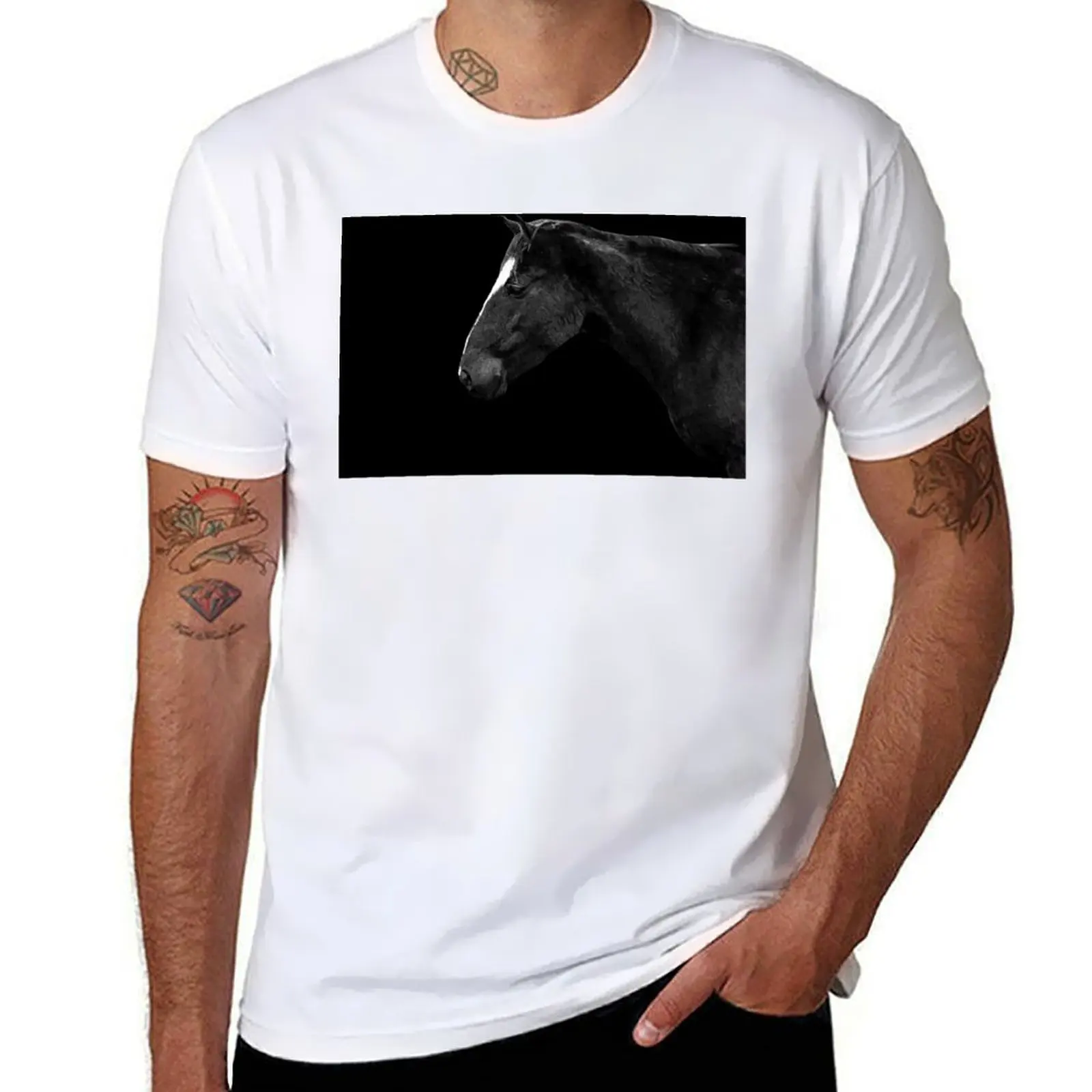 Horse portrait T-Shirt t shirt custom print funny t shirts man T-Shirt