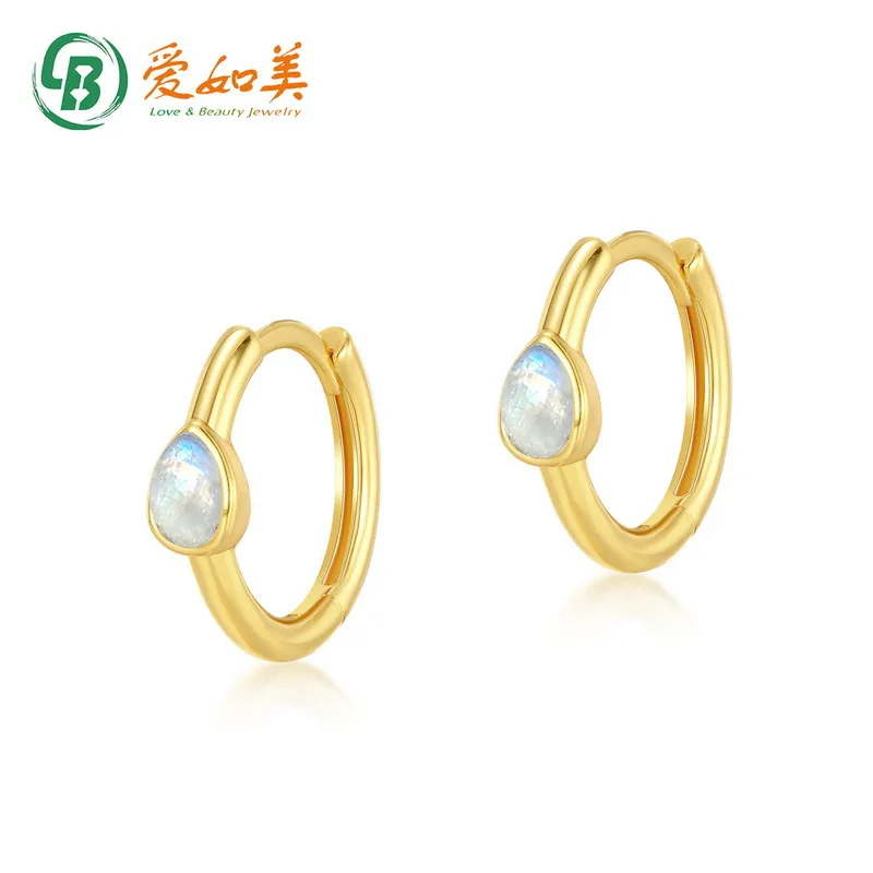 

New Geometric Blue Moonlight Earrings Sweet and Fresh 18K Gold PT950 Platinum Silver Plated 7-Layer Gold Earrings