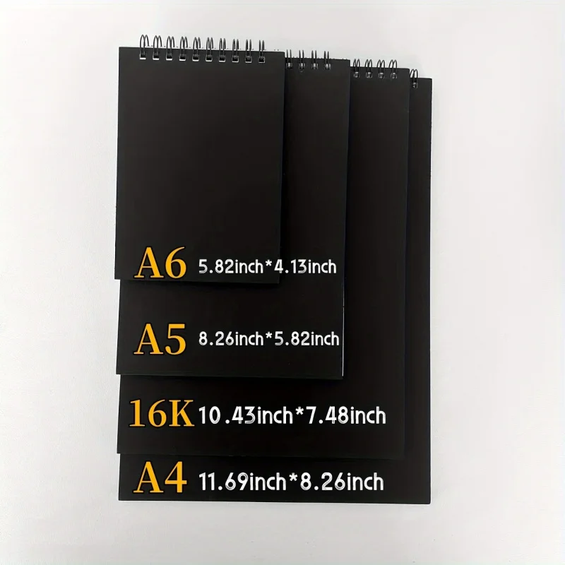 Black Artist Sketchbook-Art Paper Drawing Pad,Perfect for Sketching and Drawing,Sketching Tools,Spiral Bound,Thick Paper Pages