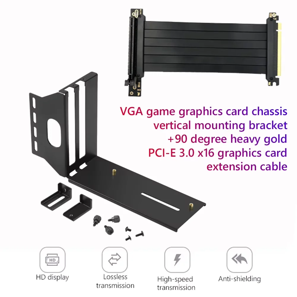 

Lesozoh PCIE 3.0 16X To 16X Riser Card Video Card PCI-E Slot Extender Flexible Ribbon Cable Adapter Extension Cable and Holder
