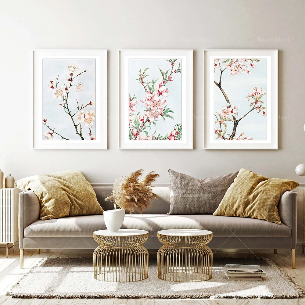 Japanese floral print, Ukiyo-e artist Megata Morikaga, Japanese art canvas print poster