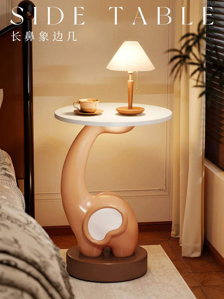 Home Decor Long Nosed Elephant Statue Side Table Floor Decor Creative Bedside Table Animal Sculpture Tea Table Housewarming Gift
