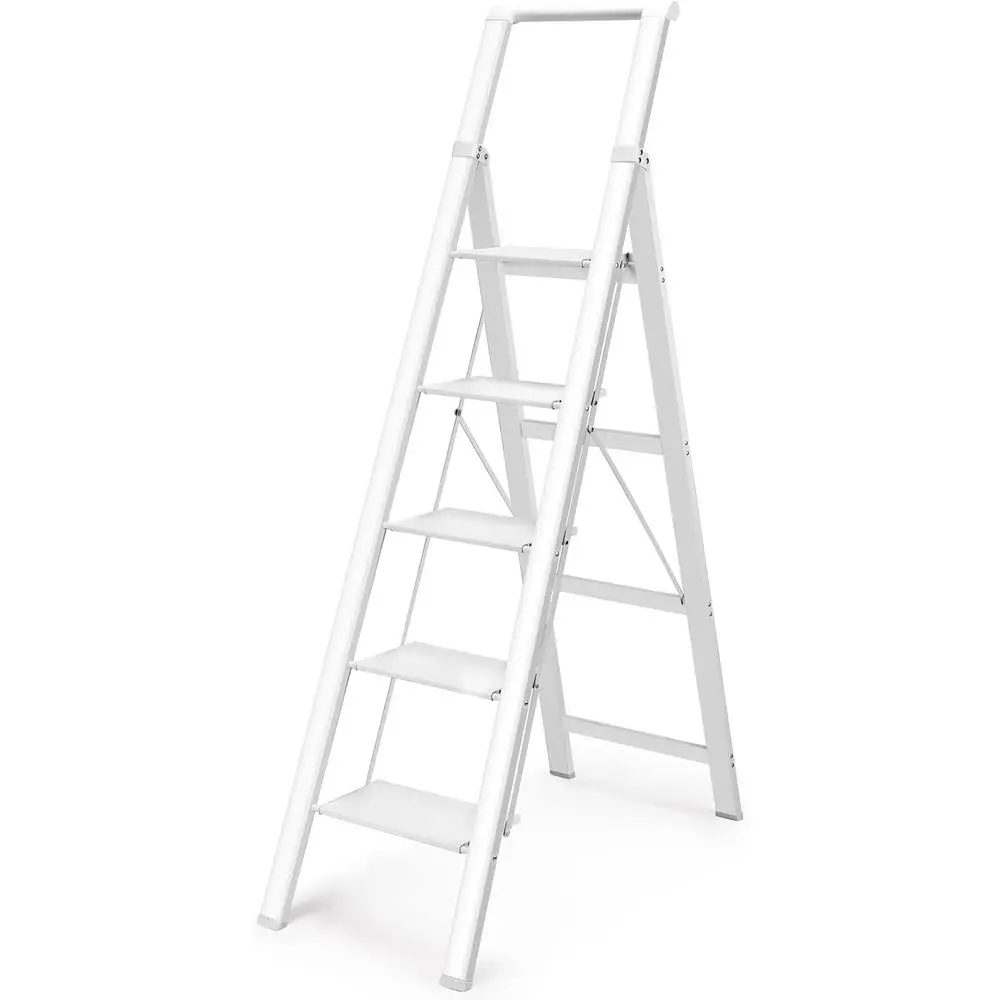 

5 Step Ladder, Ladder with Handrails, olding Step Stool or Adults, 330LBS acity Sturdy& Portable Ladder or Home Kitchen ry Oice,