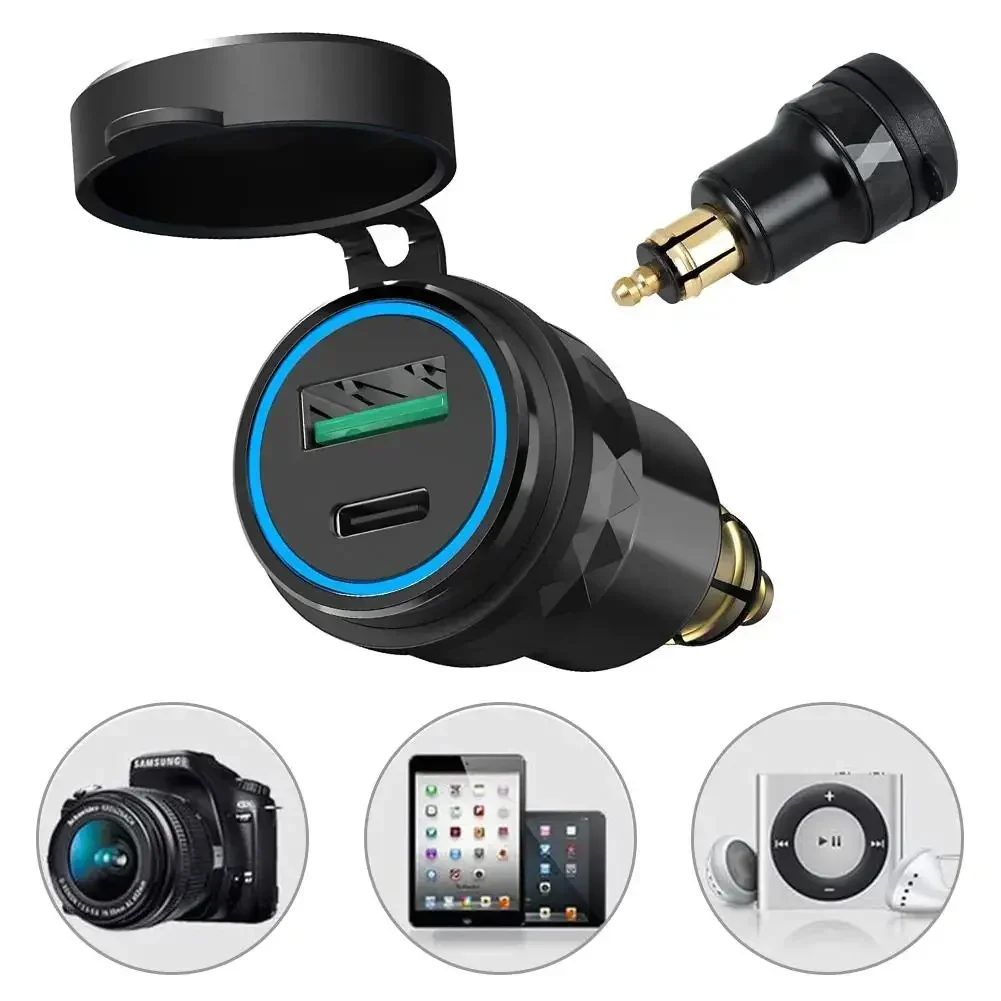 

High Quality Adapter For BMW Motorcycle Charger DIN Socket Dual Practical Aluminum Alloy Black Useful CNC F700