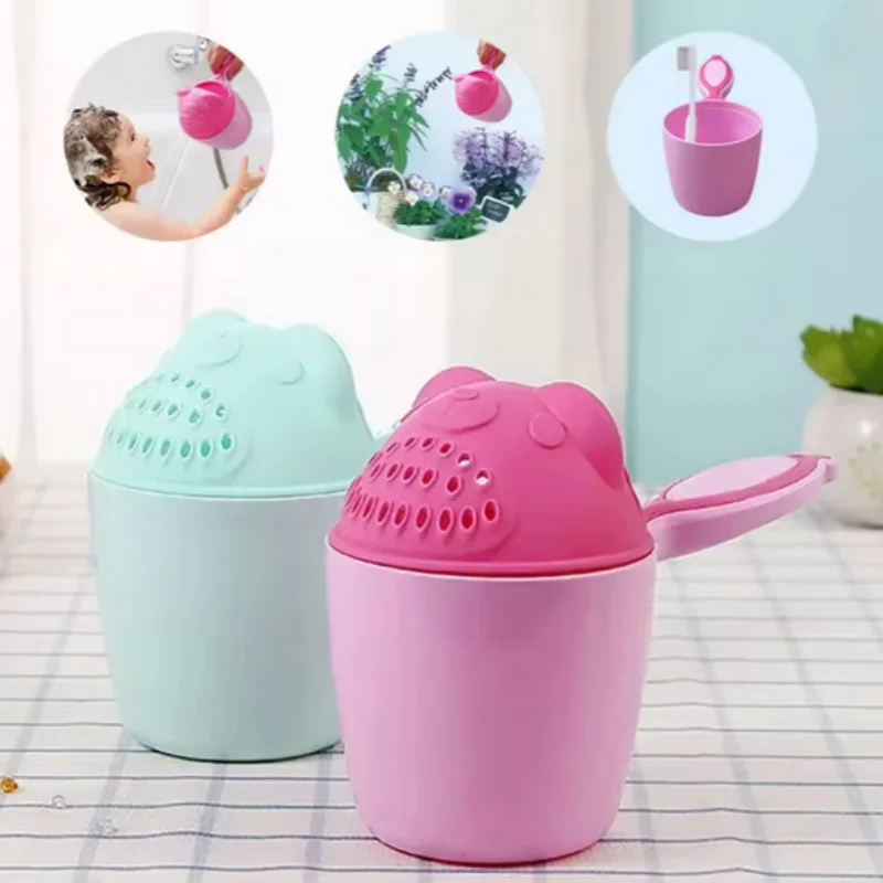 

Baby Shampoo Cup Cute Cartoon Bear Toddle Shower Spoons Multifunction Kids Toothbrush Cup Shower Head Washing Hair Cup Bath Tool