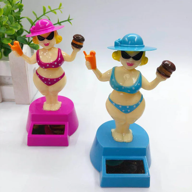 1 pc Auto Dekoration Solar Dekoration Bobblehead Puppe Cartoon Richwoman Modellierung Dekoration Geschenk kreative Interieur Auto liefert – Detail 6