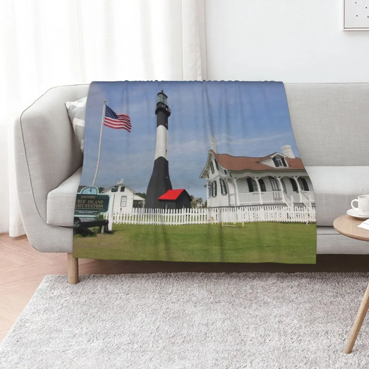 Tybee Island Lighthouse Throw Blanket Retros بطانيات فاخرة وسميكة وفضفاضة #1