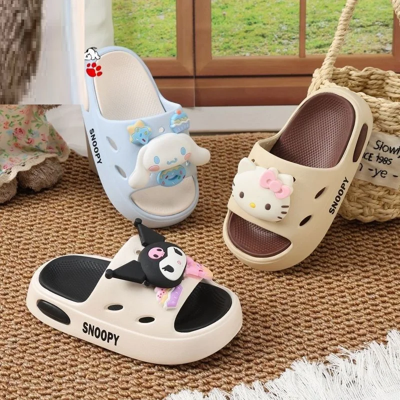 

Kids Sanrio Platform Slide Sandals Cinnamoroll Hello Kitty My Melody 3D Sweet Dessert Charms Decor, Non-Slip Eva Casual Summer