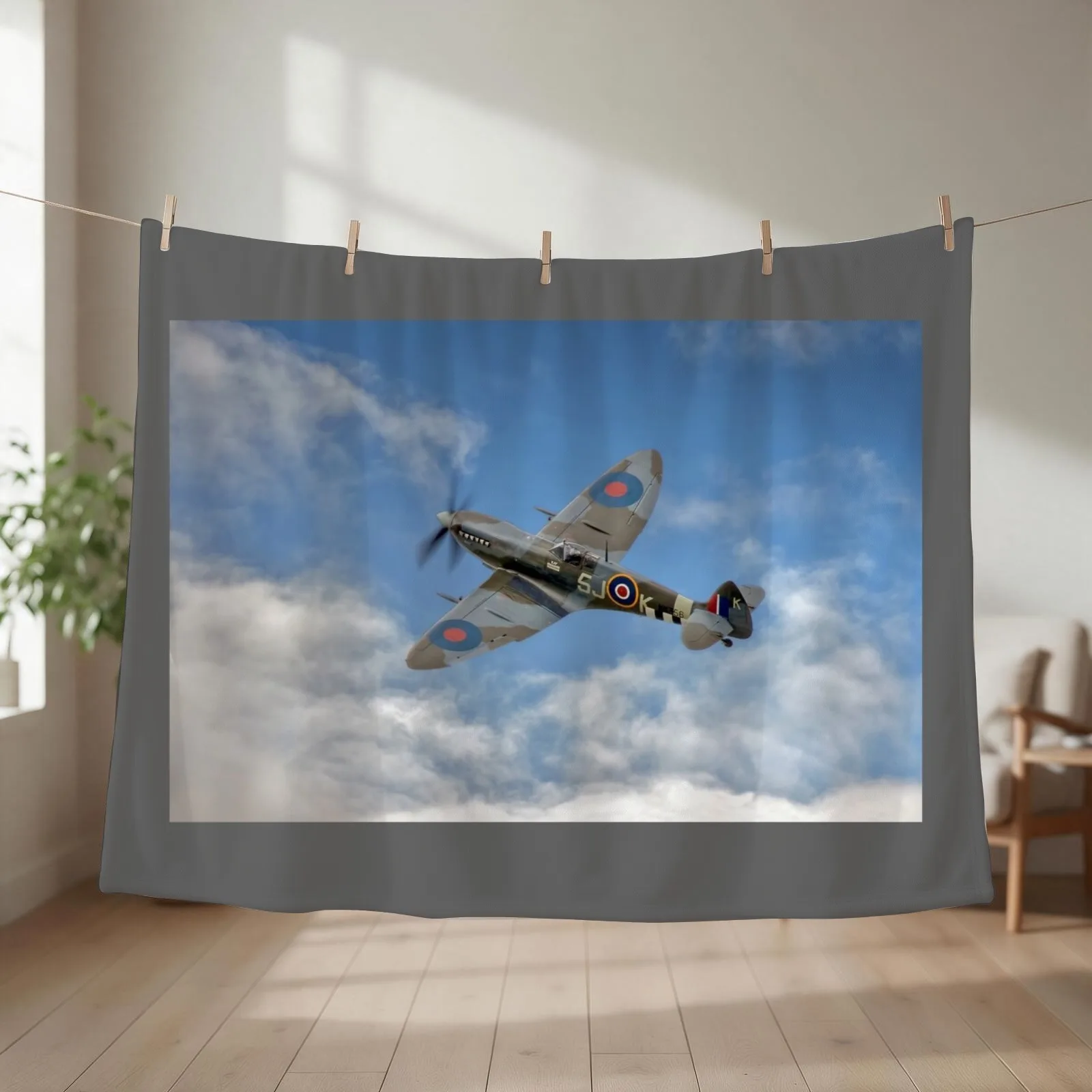 Spitfire LF IX 126 Squadron Throw Blanket couch cozy soft plush fuzzy picnic outdoor blanket