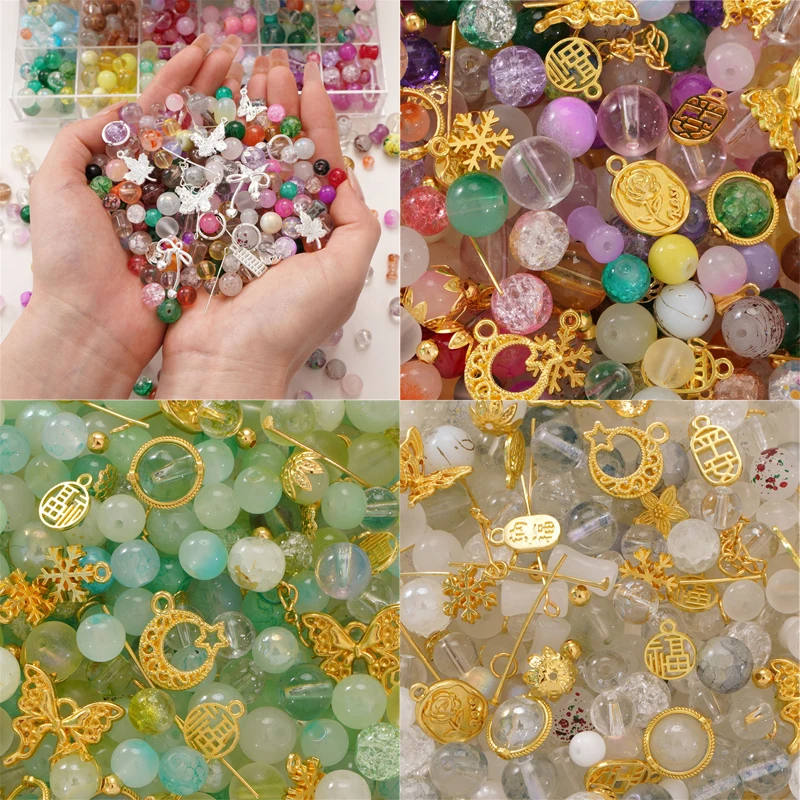 

30gram Random Color Crystal Glass Spacer Beads Lot Loose Metal Alloy Charms Beads for Diy Jewelry Making Beading Accessories
