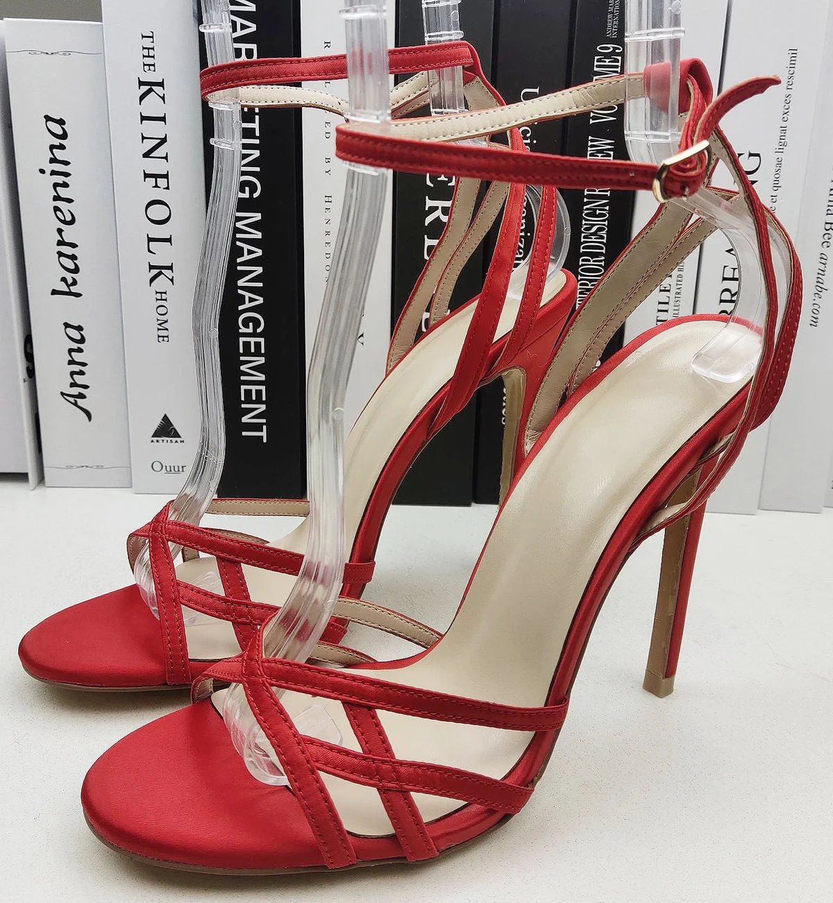 

【Measure your feet length before order】Women Stiletto High Heel Ankle Strap Sandal Sexy Bridal Evening Party Dress Shoe 1-CHC-27