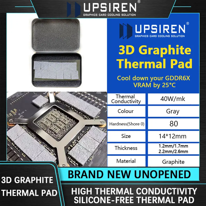 UPSIREN 40W/m.k 3D Graphite Thermal Pad 3090/3080 Memory Thermal Grease Pad Integrated Circuit GDDR 6X VRAM Graphene Cooling