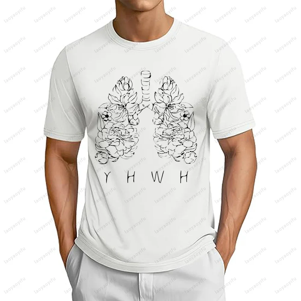 YHWH Christian Faith Hebrew Lung Graphic Printed Vintage T-shirt Fashion Streetwear Classics Tshirt Summer Short Sleeve T Shirt