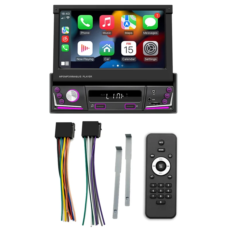

Well 7Inch Car Telescopic Screen Carplay Android Auto Car Portable Radio Bluetooth MP5 FM Receiver The Host