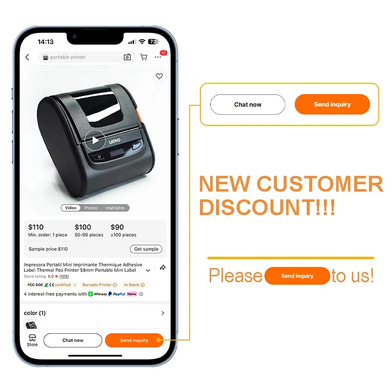 Impresora Portatil Mini Imprimante Thermique Stampante termica per etichette adesive Stampante termica per etichette Mini portatile da 58 mm