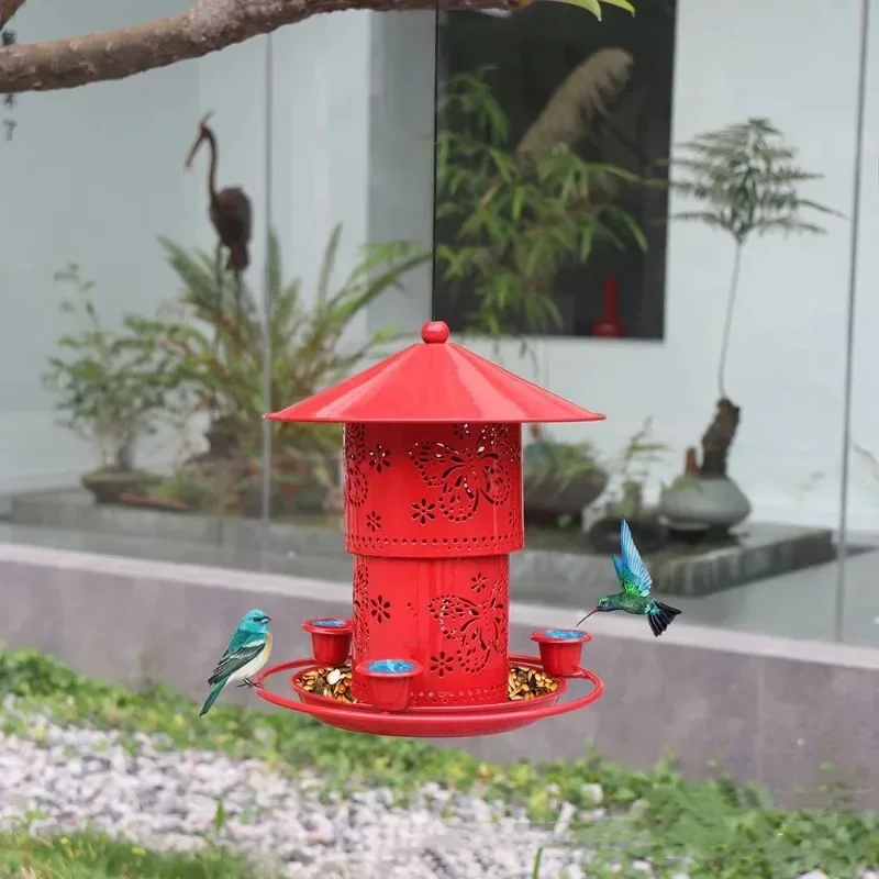 Stylish Convenient Hummingbird House Bird Feeder Metal Garden Outdoor