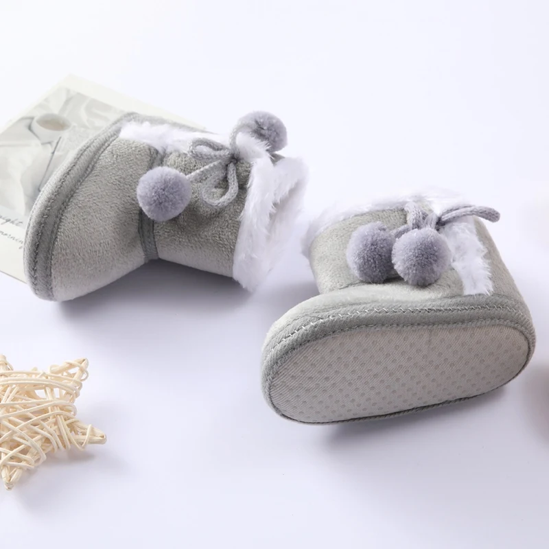 Winter Baby Snow Boots Newborn Soft Sole Non-slip Booties Toddler Keep Warm Plus Velvet Walking Shoes Thermal Light First Walker