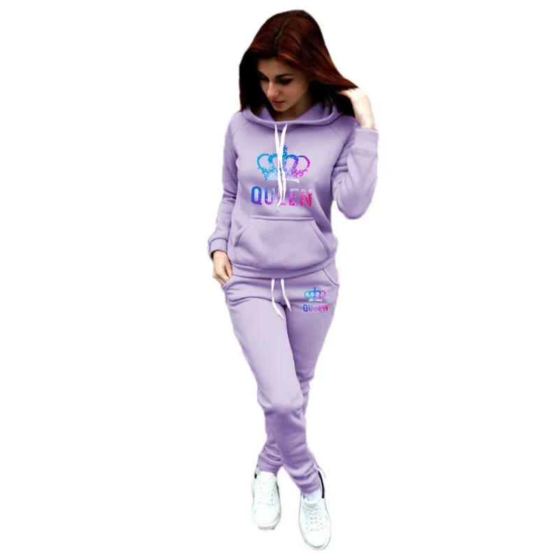 2026 New Women's Tracksuit Print Casual Hooded Sweatshirts 2 Pcs Suit Daily Street Clothes AutumnWinter Quality Woman Pants Sets