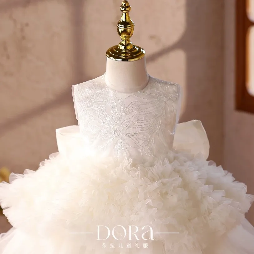 Hochwertiges Kinder-Abendkleid für Auftritte, Hochzeiten, Geburtstagsfeiern und Festlichkeiten für Mädchen A5077 Großhandel – Detail 7