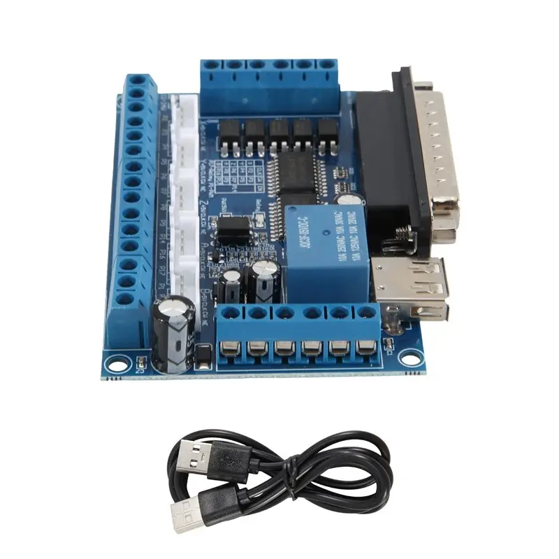 ABSE-Interface Board Engraving Machine Interface Board CNC 5 Axis With Optocoupler Adapter Stepper Motor Driver + USB Cable