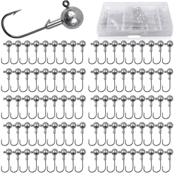 90Pcs Crank Jig Head Hook Fishing Hooks Head Jig Lure Hard Bait Soft Worm Jig Hook for Bass Trout Freshwater Saltwater Fishing
