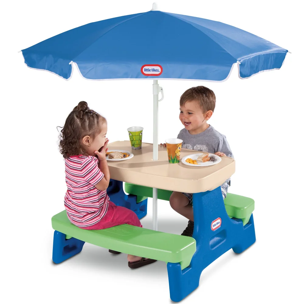 

Kids table and chair set， Picnic Table with Umbrella - Play Table with Umbrella, for Kids