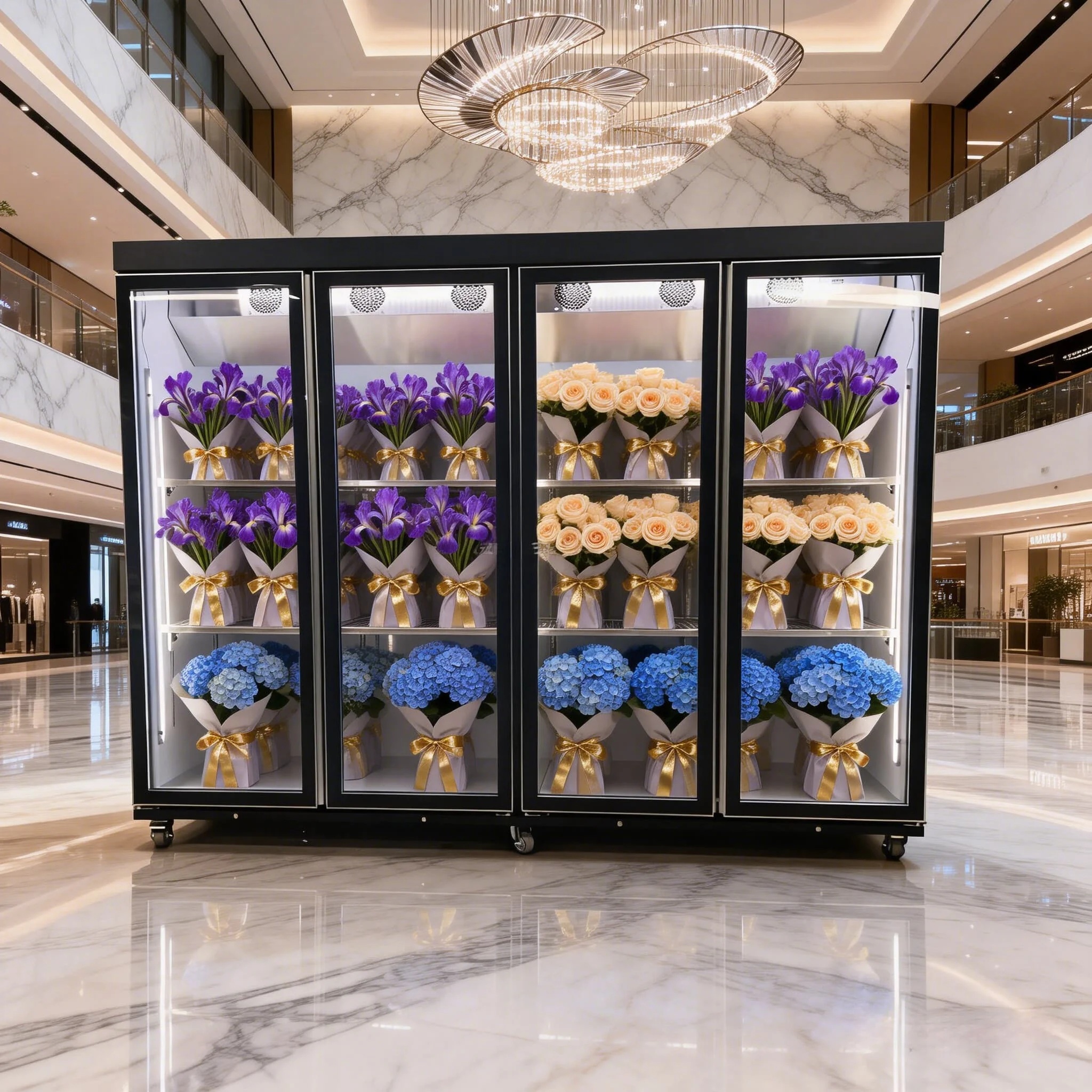 Upright Glass Door Flower Preservation Cabinet Refrigerated Display Fridge for Flowers