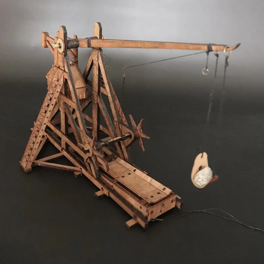 Gegengewichts-Trebuchet-Modell Mittelalterlicher Holzschlachtwagen Antikes DIY-Montage-Set Handgefertigtes Bastelset Desktop-Heimdekoration Ornament Geschenk