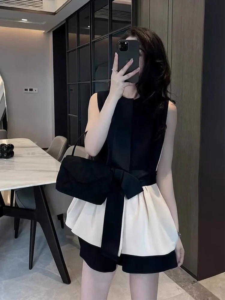 Women\'s Short Sets 2 Pieces Black Business Female Shorts Light Cheap And Stylish Hot Offers Korean Style Tailoring Ensembles