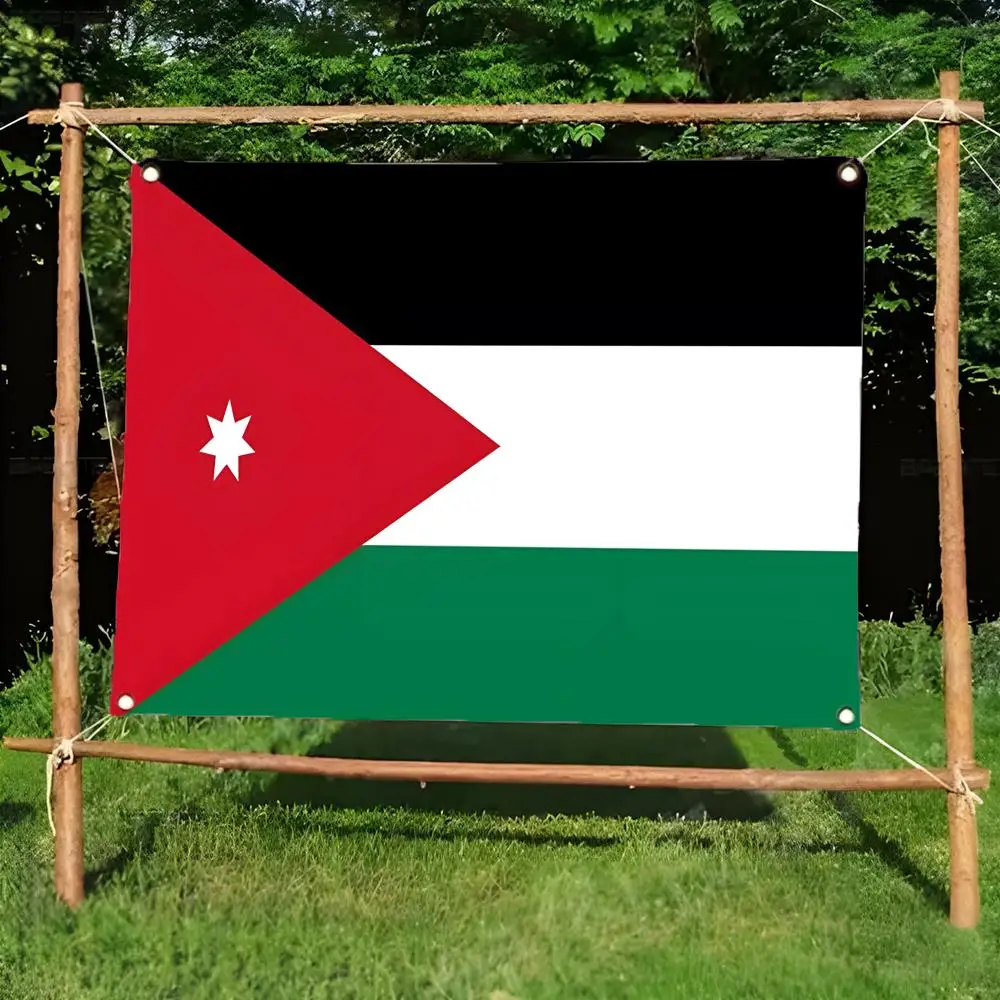 Flag of Jordan Flags Daily four ring borderless design indoor outdoor decor easy hang install