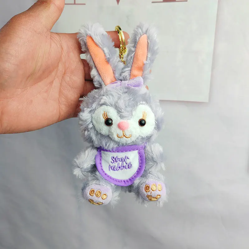 Bonito disney avental stellalou bonecas de pelúcia pequeno coelho dos desenhos animados anime casal saco brinquedos chaveiro mochila pingente menina presente aniversário