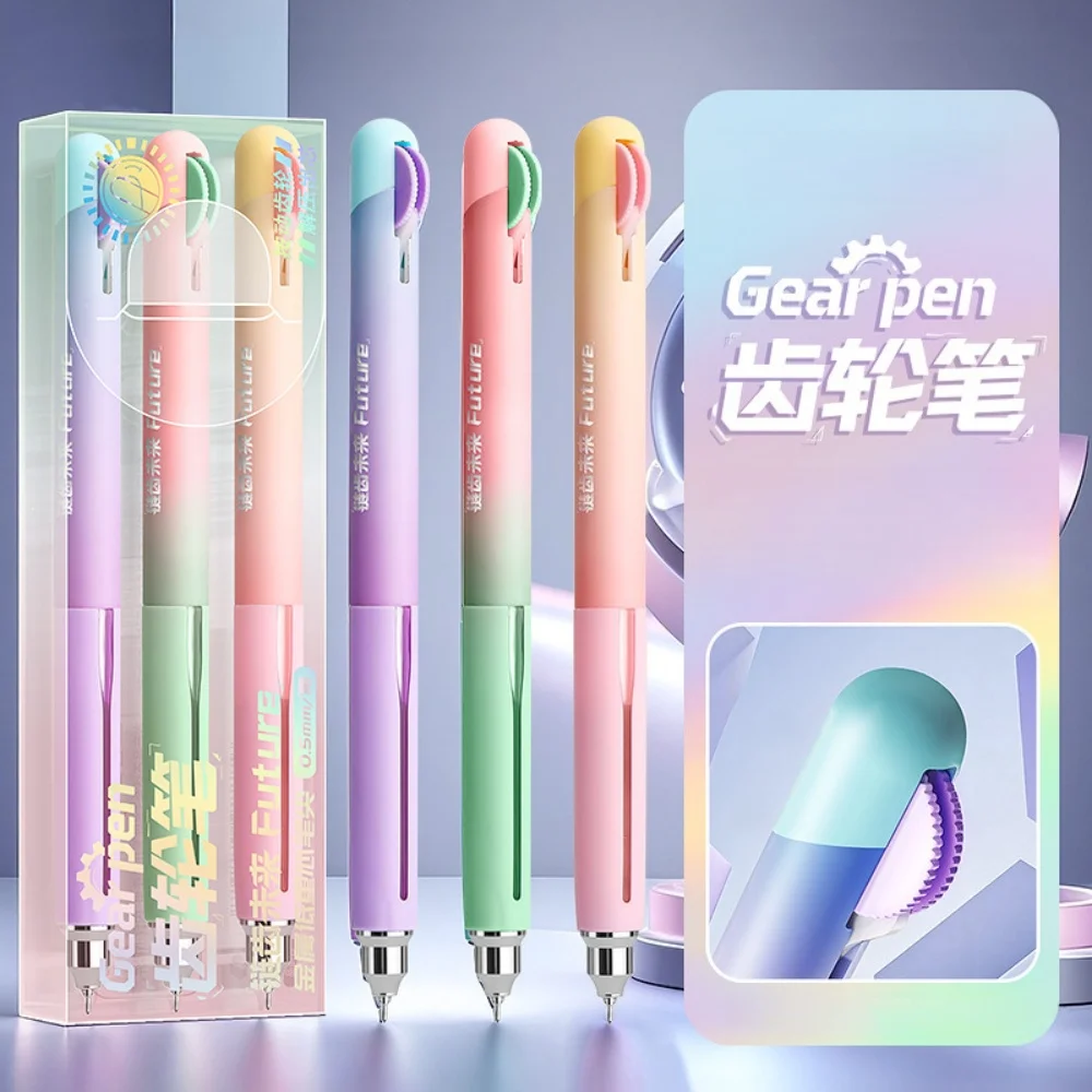 3/6PCS Gear Gel Pens. Quick-dry pens for studying, suitable for office and school, back-to-school season gifts