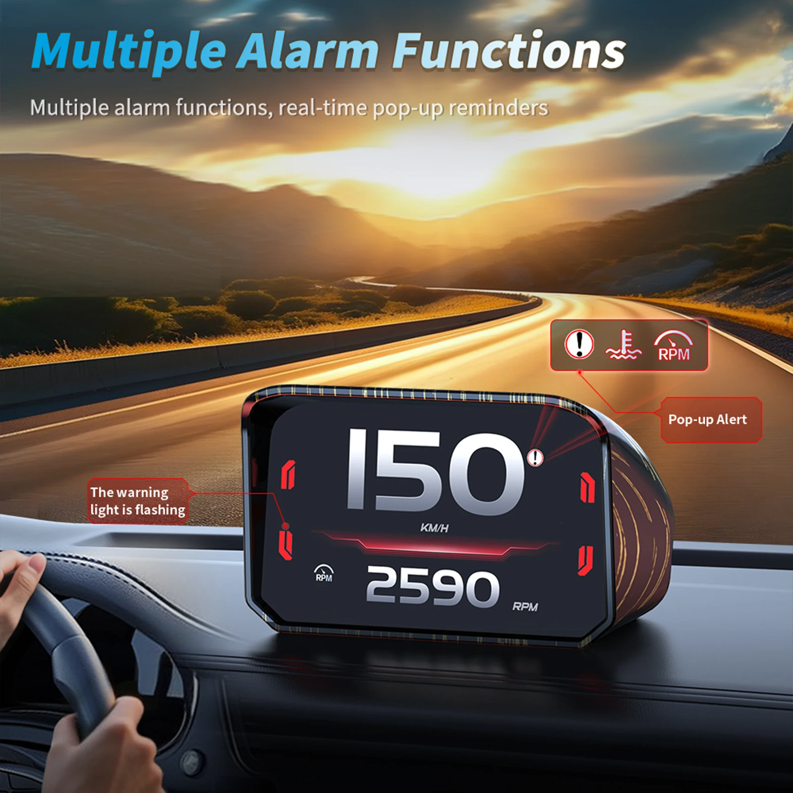 P30 OBD2 HUD Car Speedometer Head Up Display Car HUD Gauge Digital OBD2 Water Temp Voltage Gauge Meter With Overspeed Alarm
