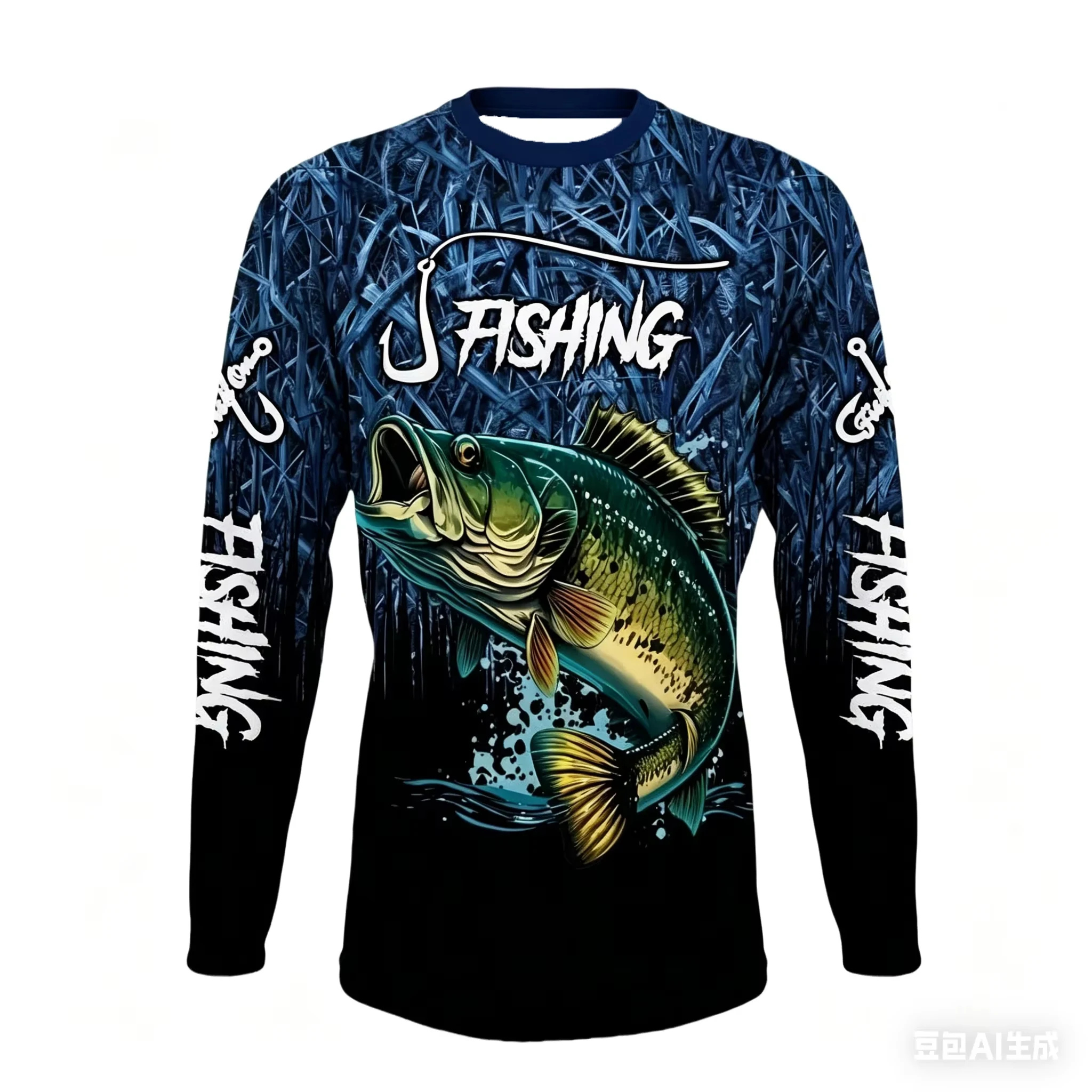 Bass-Angel-Grafik-Langarmtrikot, Familien-Partnerlook-Outfits, schnelltrocknend, atmungsaktiv, Outdoor-Angeln, Sonnenschutz, Sport-Oberteil – Detail 9
