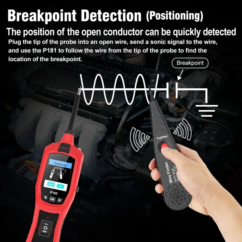 New JDiag Topdiag P180 Car Circuit Tester 6~30V Vehicle Electrical Systems Probe Kit Breakpoint Location Battery Diagnostic Tool