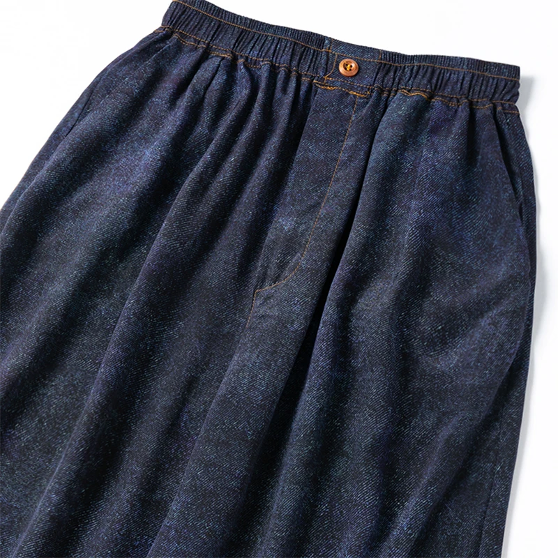 سراويل نسائية 100% حرير التوت 16 مومي حرير فضفاض نوع واسع الساق جينز كحلي مطبوع سراويل طويلة مع جيوب L XL M1155