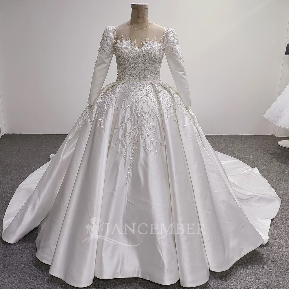 Customized Bedad Long Sleeve Winter Wedding Dress 2025 New High Neck Vestido De Noiva For Bride Gown Plus Size Floor Length