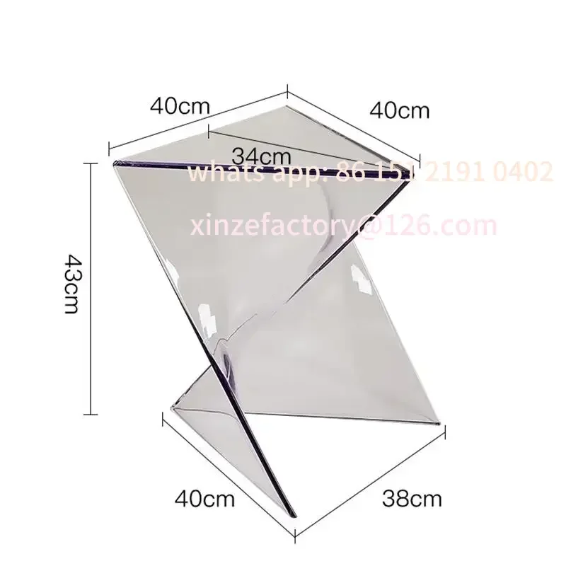 

Customizable Acrylic Living Room Transparent Geometric Coffee Table Small Unit Minimalist Bedside Table Designer Lightning Corne