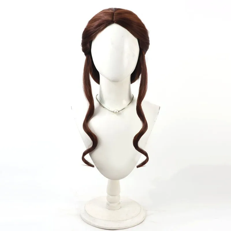 Perruque de Cosplay pour fille, Mignon Tokyo land Rogaston, simulé du cuir chevelu, cheveux bouclés brun foncé